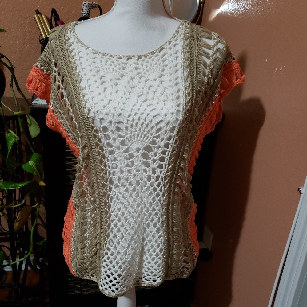 Multicolor Knitted Pullover Top Size Medium-8